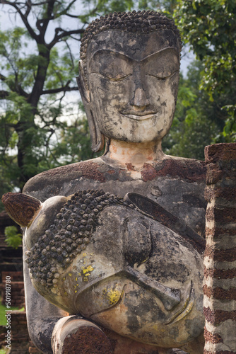 Ancient Buddha Statues at Wat Phra Kaeo, Kamphaeng Phet, Thailand