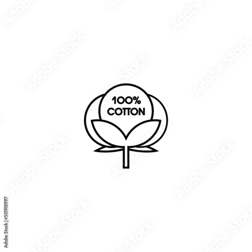 Cotton flat vector icon. 100% cotton sign