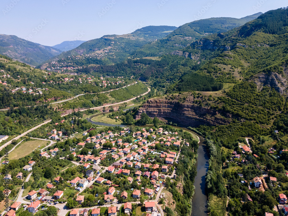 Aerial view of village of Tserovo , Bulgaria