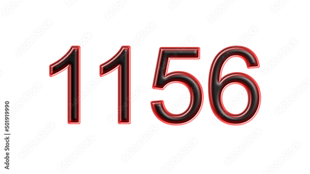 red 1156 number 3d effect white background red 1156 number 3d effect white background