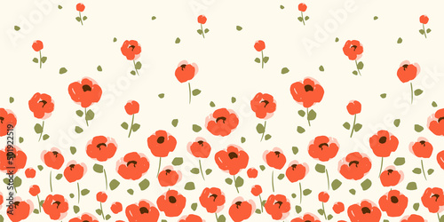 Fototapeta Naklejka Na Ścianę i Meble -  Floral seamless border. Vector design for paper, cover, fabric, interior decor and other