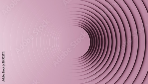 Pink abstract background of parallel circles with a platform in the center of the frame.