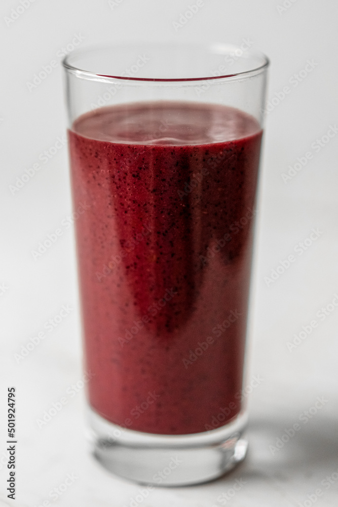 Healthy Detox Blueberries and Blackberries Smoothie Glass