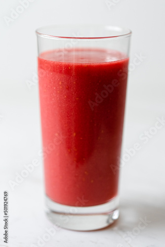 Healthy Detox Red Strawberry Smoothie Glass