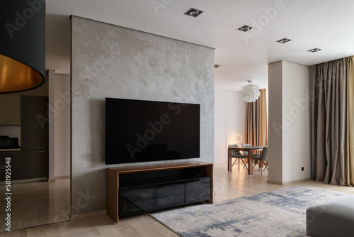 modern living room with big TV