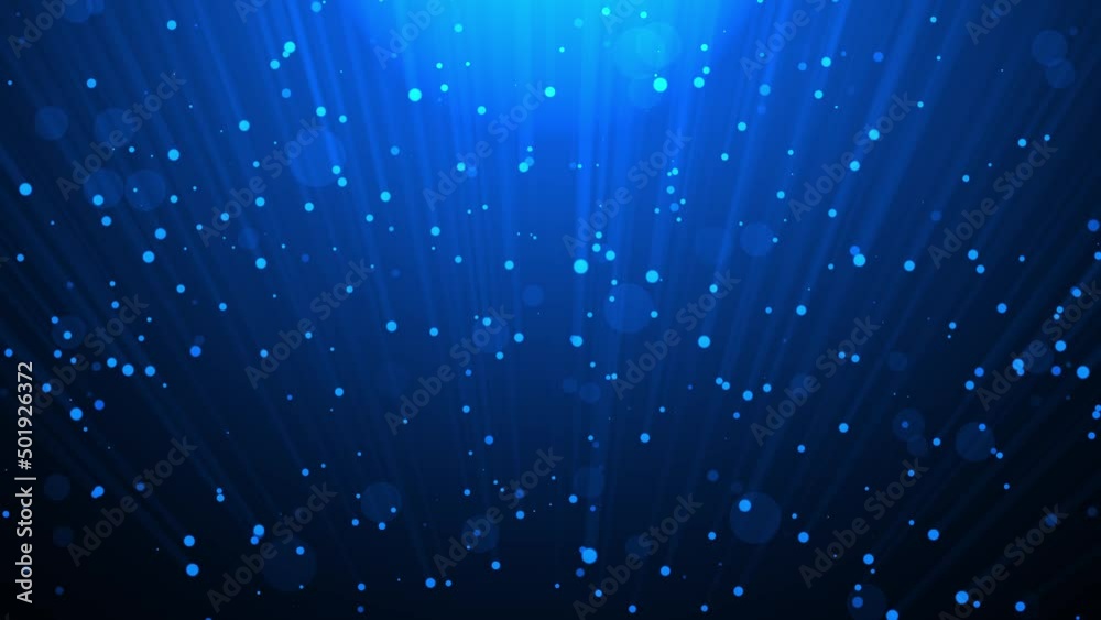 Animated background with slowly falling particles that are illuminated by light and the resulting rays. Animated background with slowly falling particles that are illuminated by light and the resulting rays.