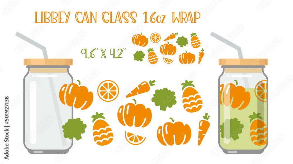 Printable Full wrap for libby class can. A pattern with vegetables and ...
