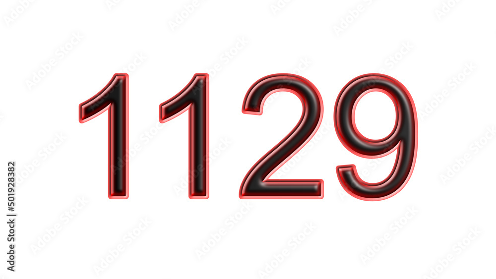 red 1129 number 3d effect white background red 1129 number 3d effect white background