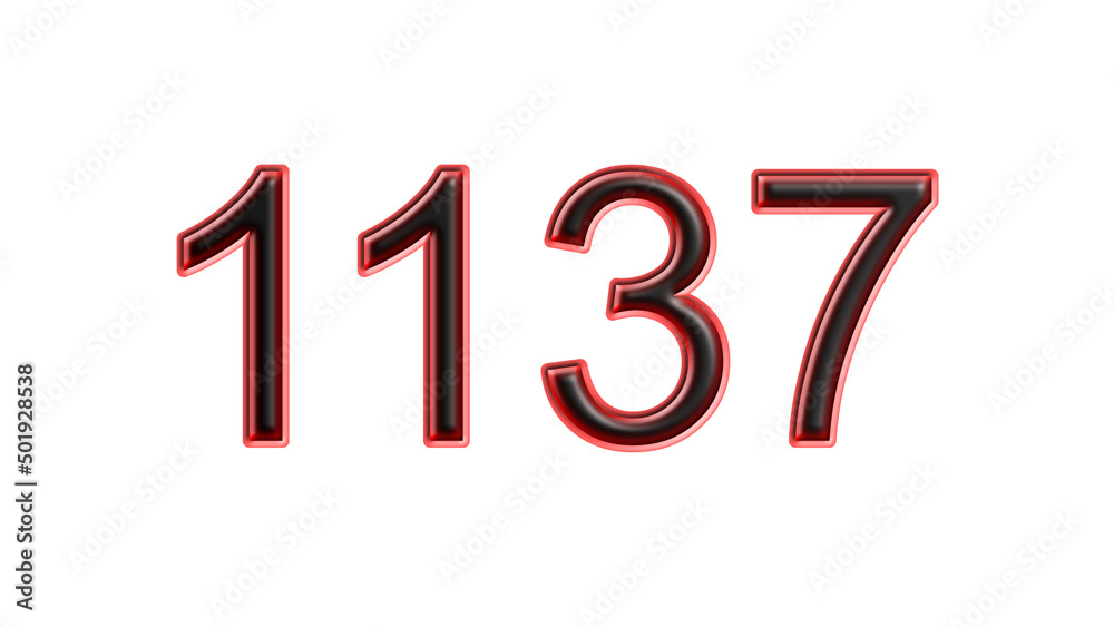 red 1137 number 3d effect white background red 1137 number 3d effect white background