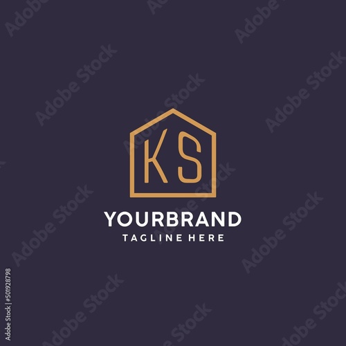 Initial KS logo with abstract home shape, simple luxury real estate logo