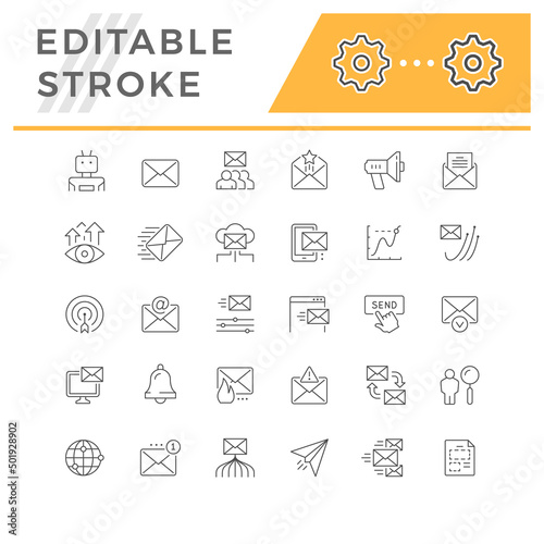 Set line icons of email marketing