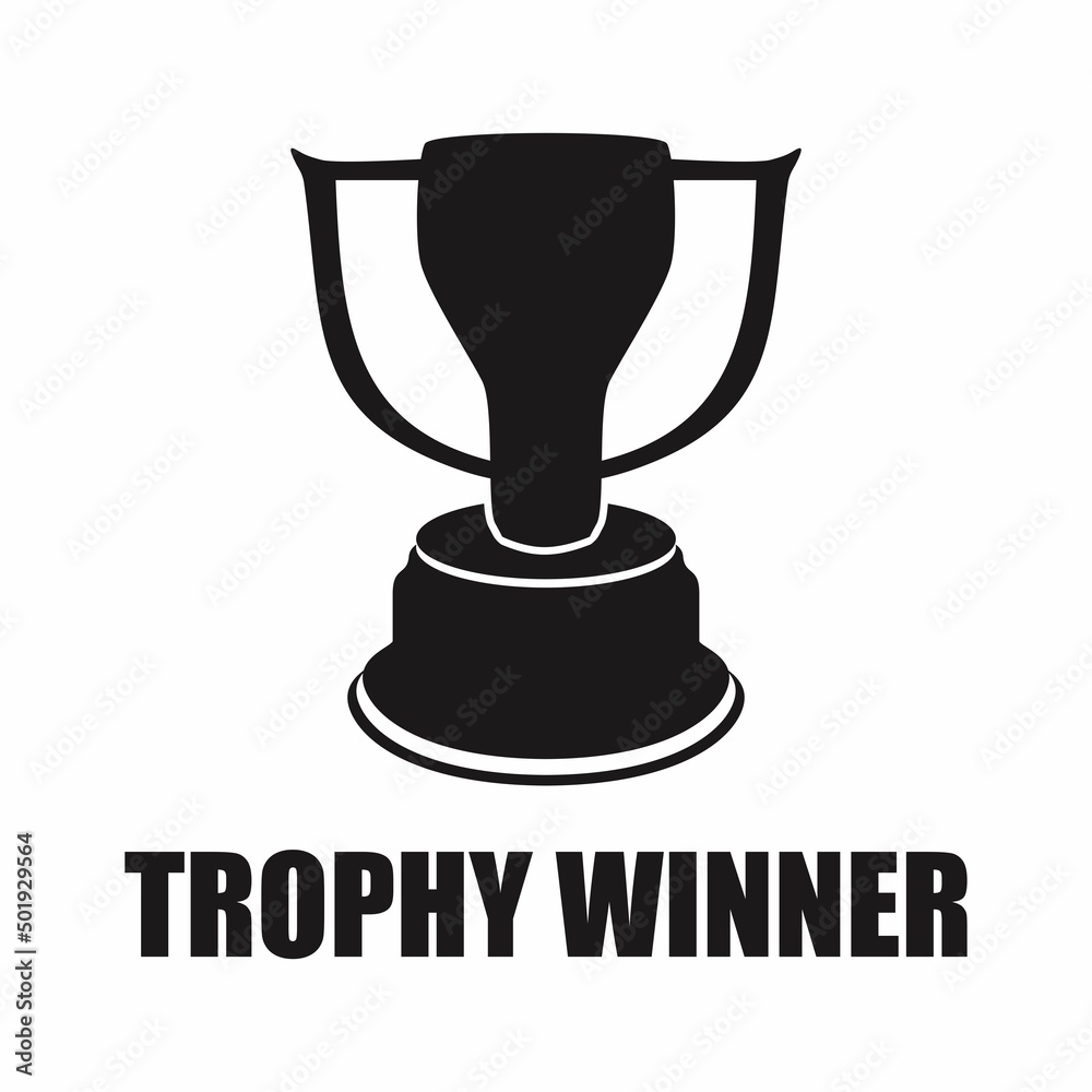 black flat trophy winner vector illustration, isolated on white black flat trophy winner vector illustration, isolated on white