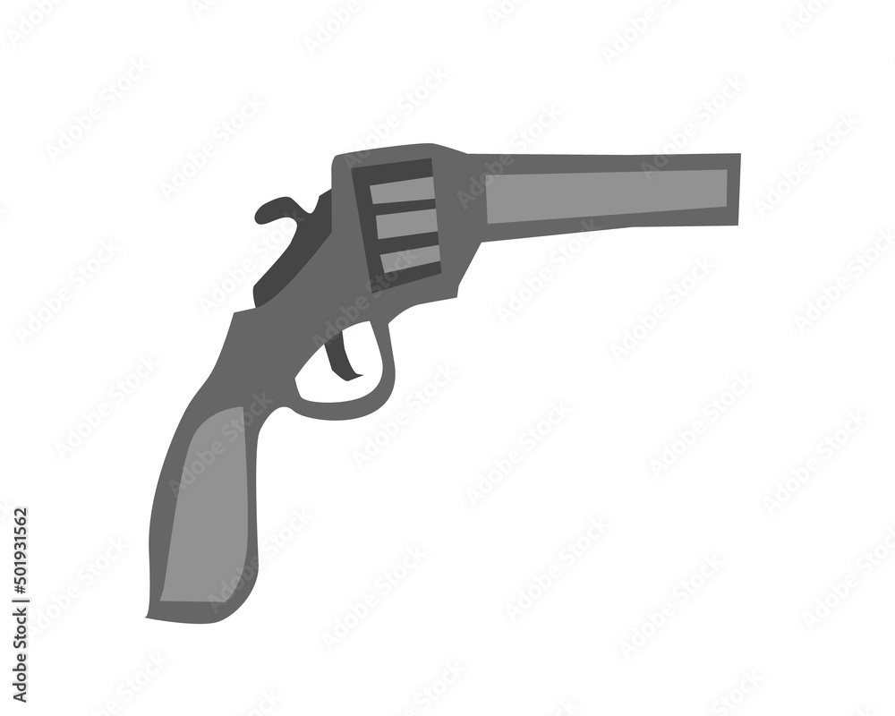 Vector clipart with the image of a gray revolver in a minimalist style Vector clipart with the image of a gray revolver in a minimalist style