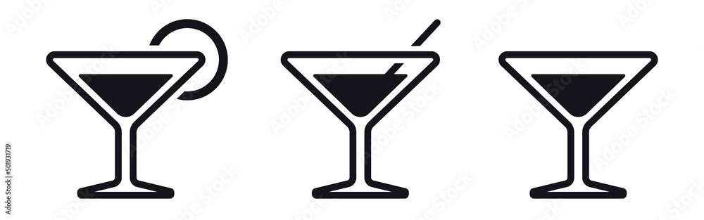 Different martini cocktail beverage icons Different martini cocktail beverage icons