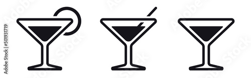 Different martini cocktail beverage icons