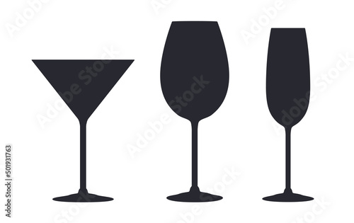 Party beverage glasses symbols vector icons
