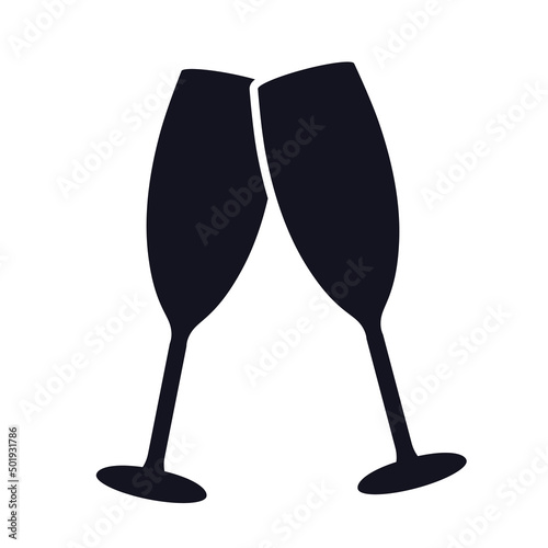 Sparkling wine glasses vector icon