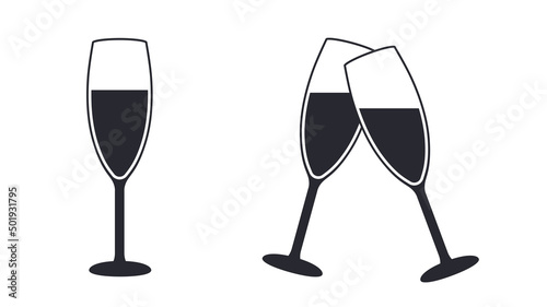 Sparkling wine or champagne glass icon