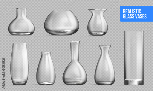 Glass Vase Mockup Transparent Set photo