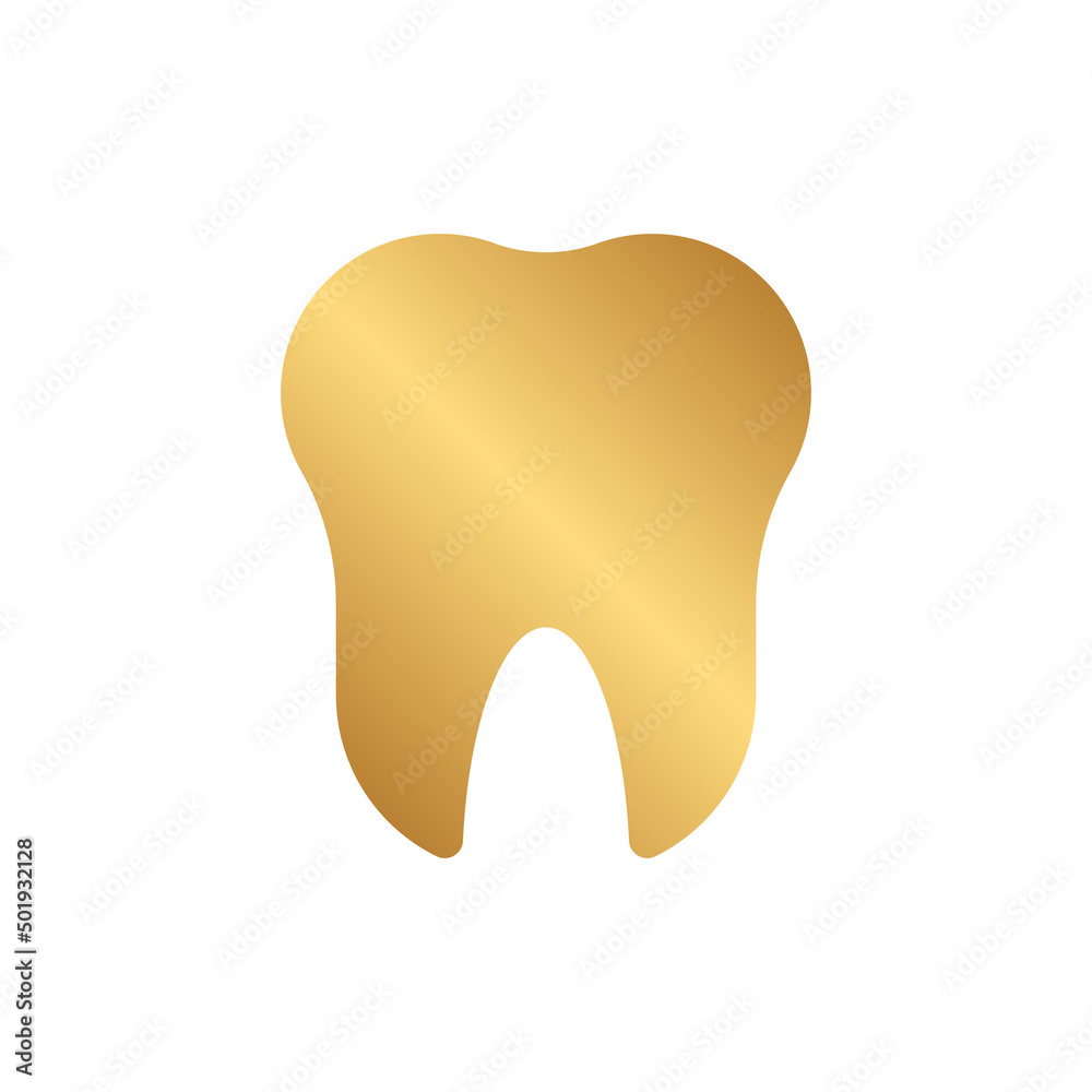 Tooth icon with gold gradient Tooth icon with gold gradient