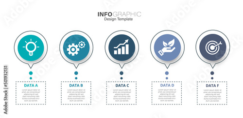Business Infographic template. Thin line design with numbers 5 options or steps.