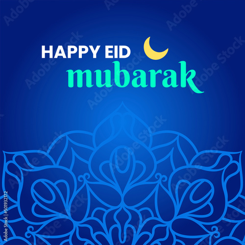 Stunning Eid Mubarak Religious Celebration Card With Mandala