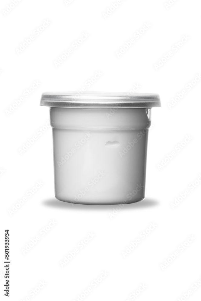 white cream or face mask in transparent package with metal tin lid, isolated on white background with soft shadow white cream or face mask in transparent package with metal tin lid, isolated on white background with soft shadow