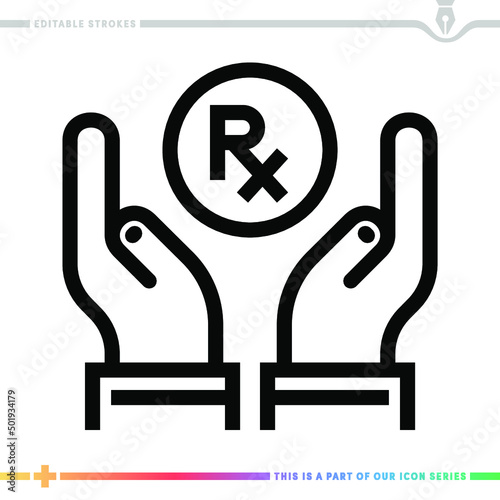 Line icon for drug dependency illustrations with editable strokes. This vector graphic has customizable stroke width.