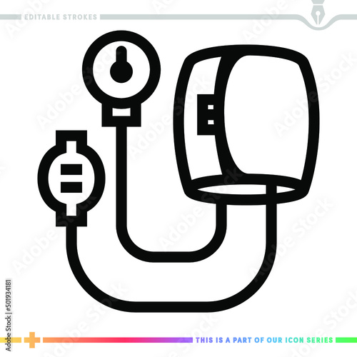 Line icon for blood pressure ranges illustrations with editable strokes. This vector graphic has customizable stroke width.