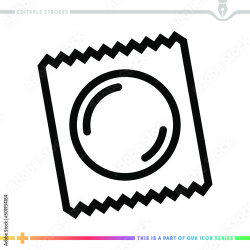 Line icon for use condom illustrations with editable strokes. This vector graphic has customizable stroke width.
