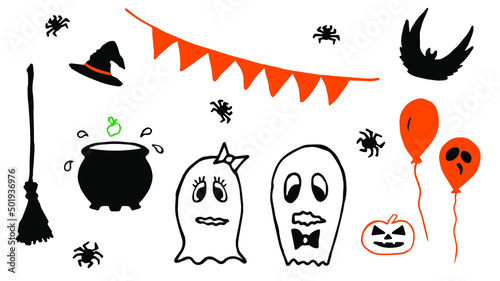 primitive drawing set halloween handdrawn silhouette
