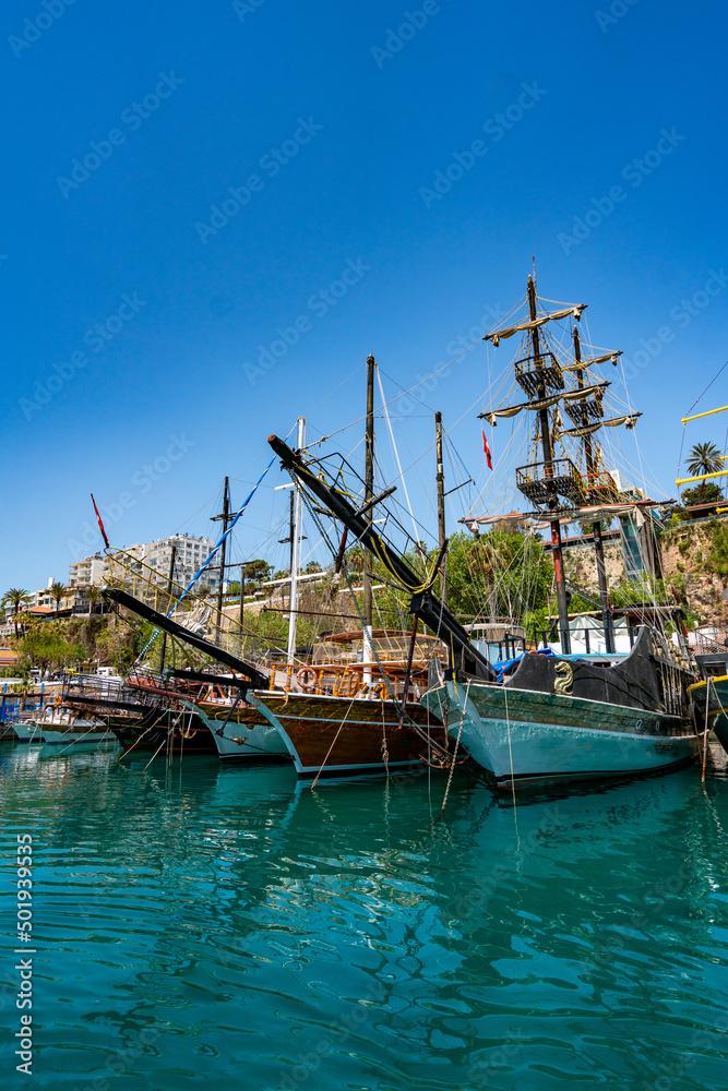 Kaleici Marina, Antalya. Pleasure Boats In The Harbor Of Antalya Kaleici Marina, Antalya. Pleasure Boats In The Harbor Of Antalya