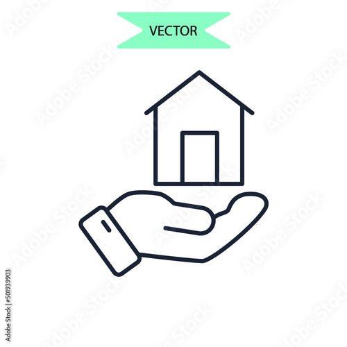 Homeless shelter icons  symbol vector elements for infographic web