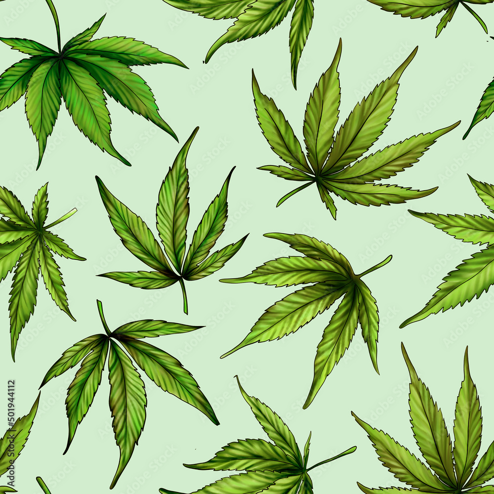 Seamless pattern of green cannabis leaves on a green background. Green hemp leaves. Hand drawn illustration.The seamless cannabis leaf pattern.marijuana pattern Seamless pattern of green cannabis leaves on a green background. Green hemp leaves. Hand drawn illustration.The seamless cannabis leaf pattern.marijuana pattern