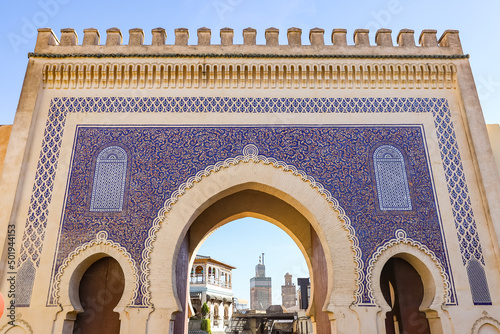 Blue Gate, Bab Bou Jeloud in Fez, Morocco photo
