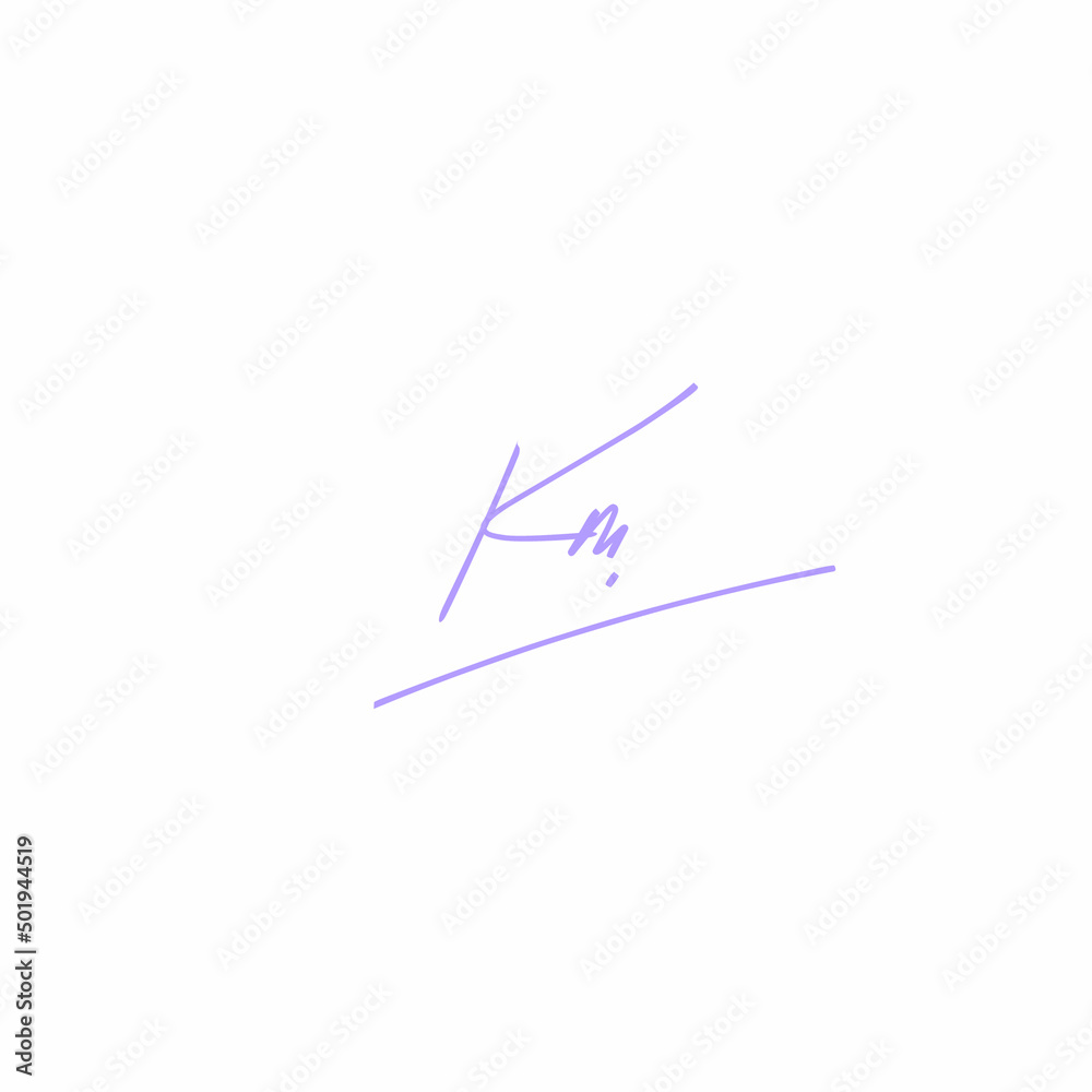 Km initial handwriting logo vector