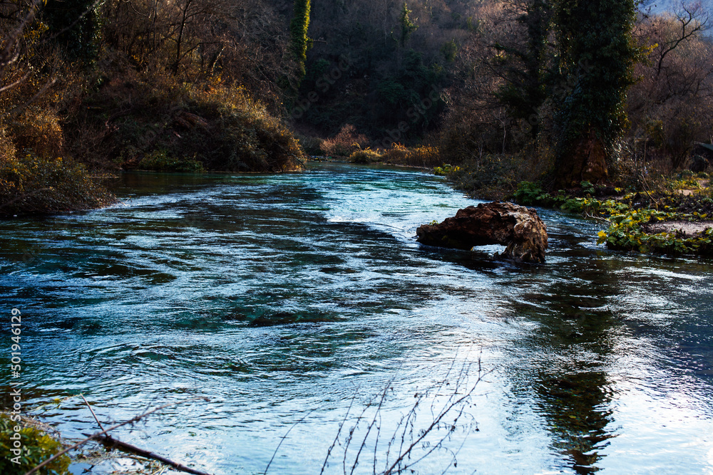beautiful landscape with mountain river in europe, Albania beautiful landscape with mountain river in europe, Albania