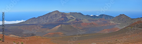 Panoramic view of the sacred Haleakala Crater summit on Maui island, Hawaii a U..S. National Park