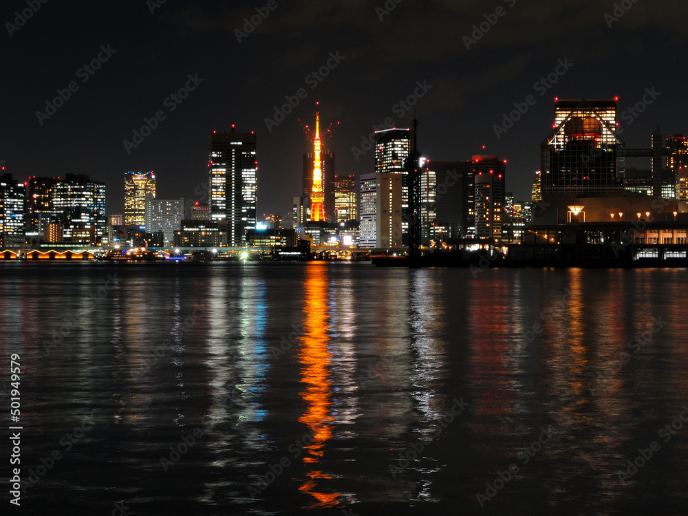 夜景　東京タワー 浜松町方面　東京都江東区豊洲の風景