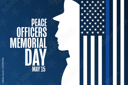 Peace Officers Memorial Day. May 15. Holiday concept. Template for background, banner, card, poster with text inscription. Vector EPS10 illustration.