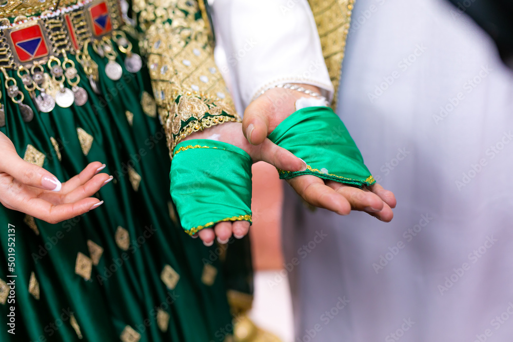 Afghani pre wedding traditional henna heena ceremony hands close up