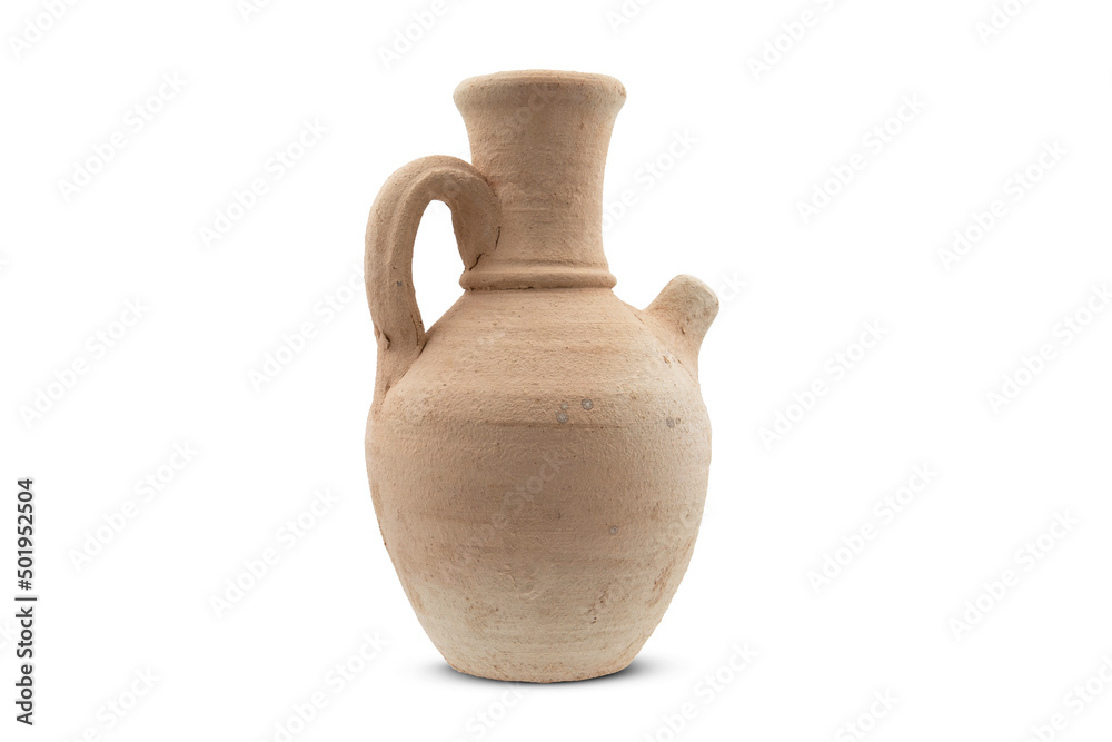 pottery jug isolated on white background
