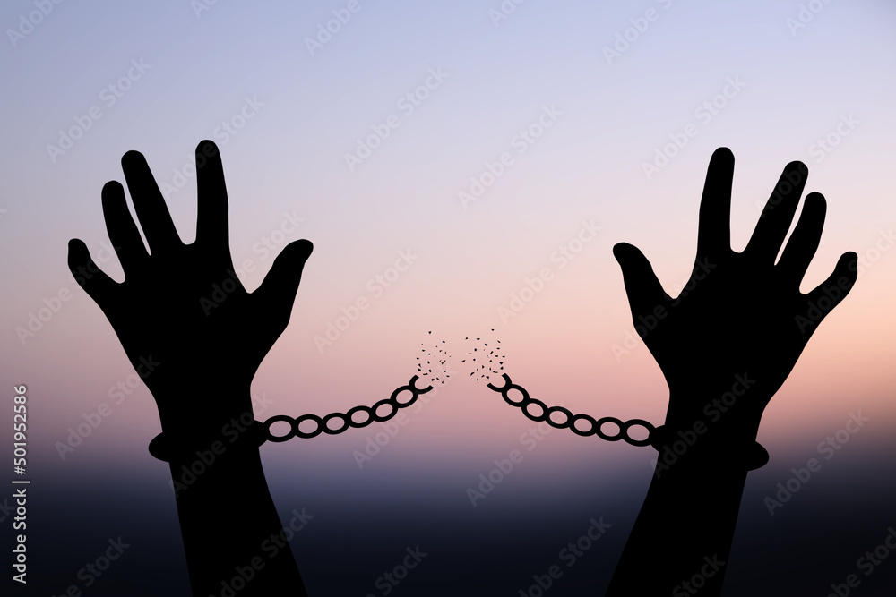 Human shadow image of human hand chain is absent. Get free