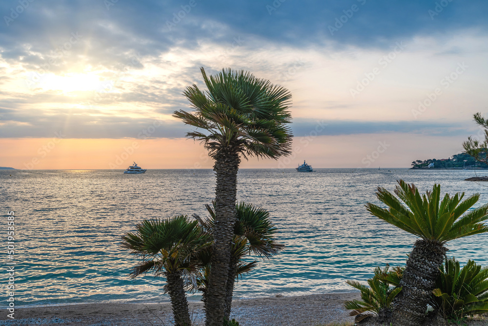 Foto de Lever de soleil dans la baie des fourmis entre Beaulieu sur Mer et Saint Jean Cap Ferrat