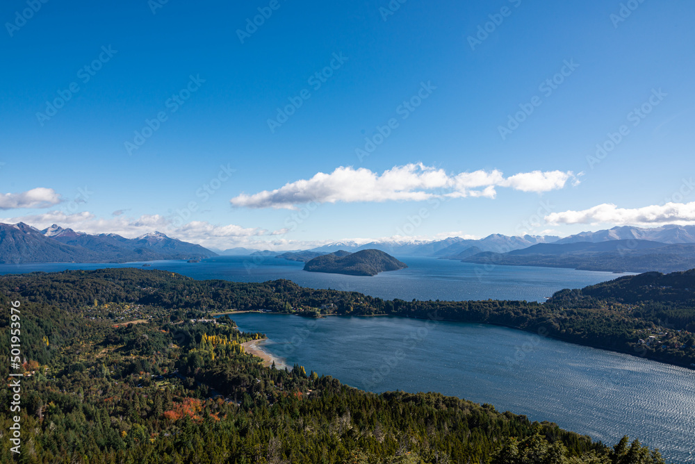 View of the Andes Mountains from the height of the Campanario hill, Bariloche, Rio Negro, Argentina