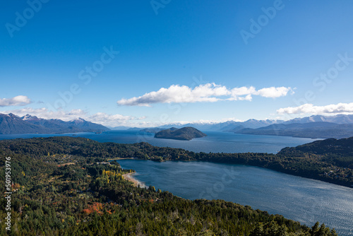 View of the Andes Mountains from the height of the Campanario hill, Bariloche, Rio Negro, Argentina © phjacky65