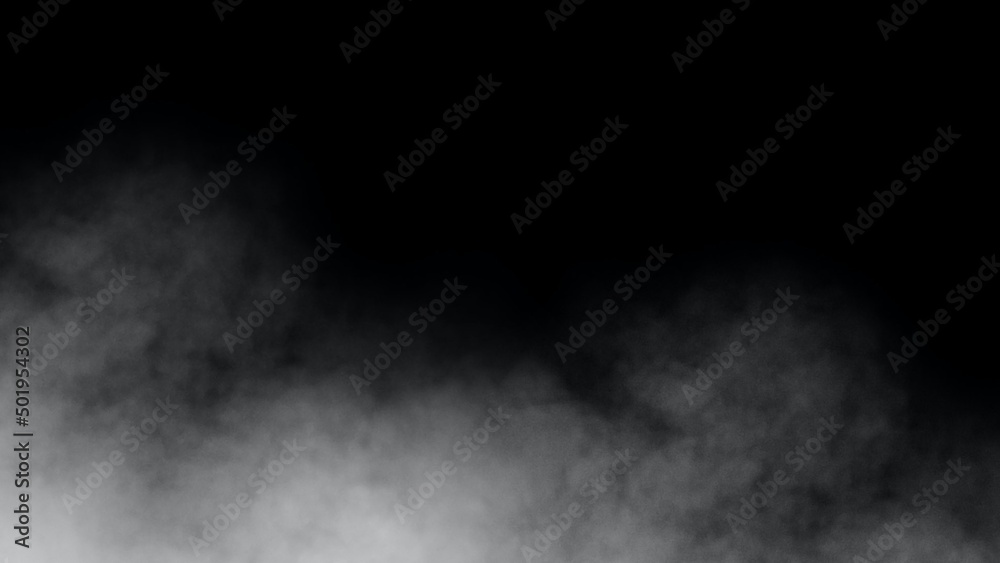 White smoke or fog isolated on black background.