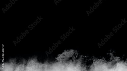 White smoke or fog isolated on black background.