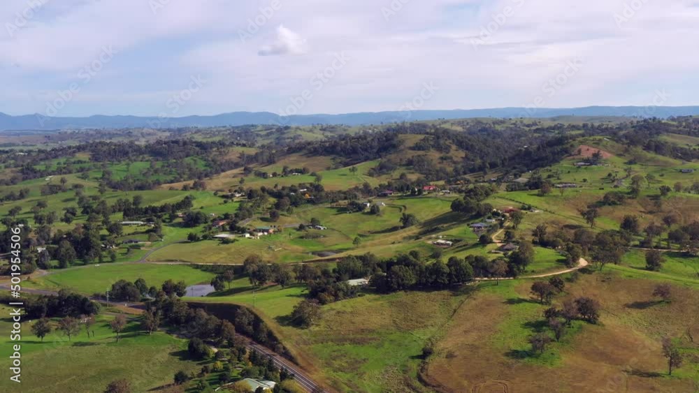 Aerial panorama over Bega Valley agriculture region of Australia as 4k.
Aerial panorama over Bega Valley agriculture region of Australia as 4k.