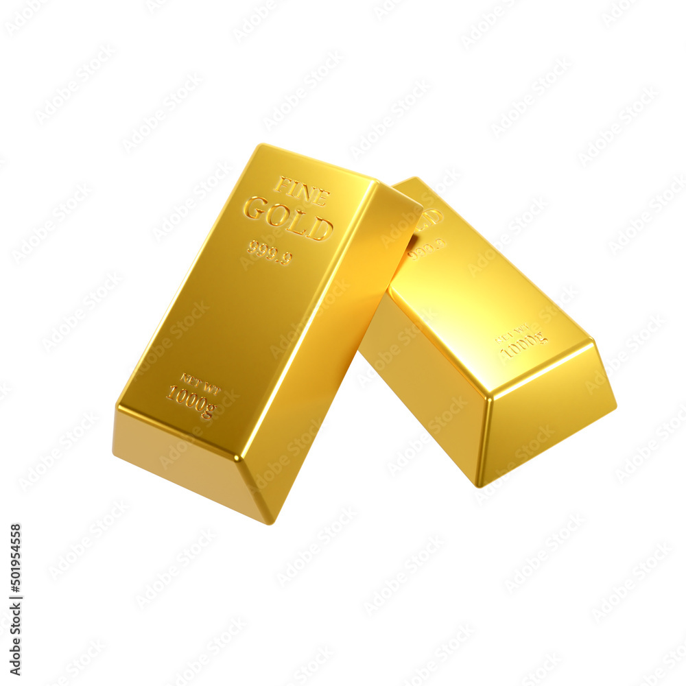 Gold bars. Money saving concept. Investing in gold. 3D Illustration. Gold bars. Money saving concept. Investing in gold. 3D Illustration.